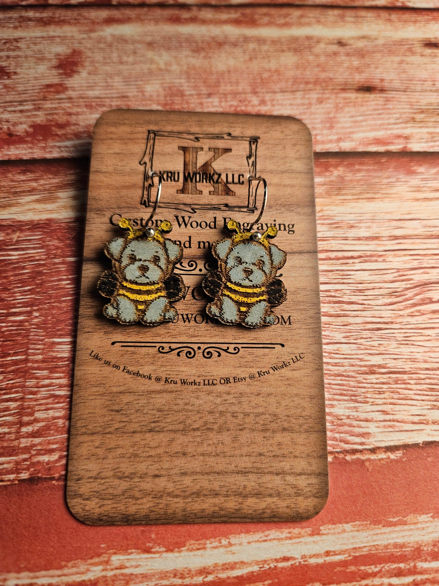 Dog in a Bee Costume Dangle Earring