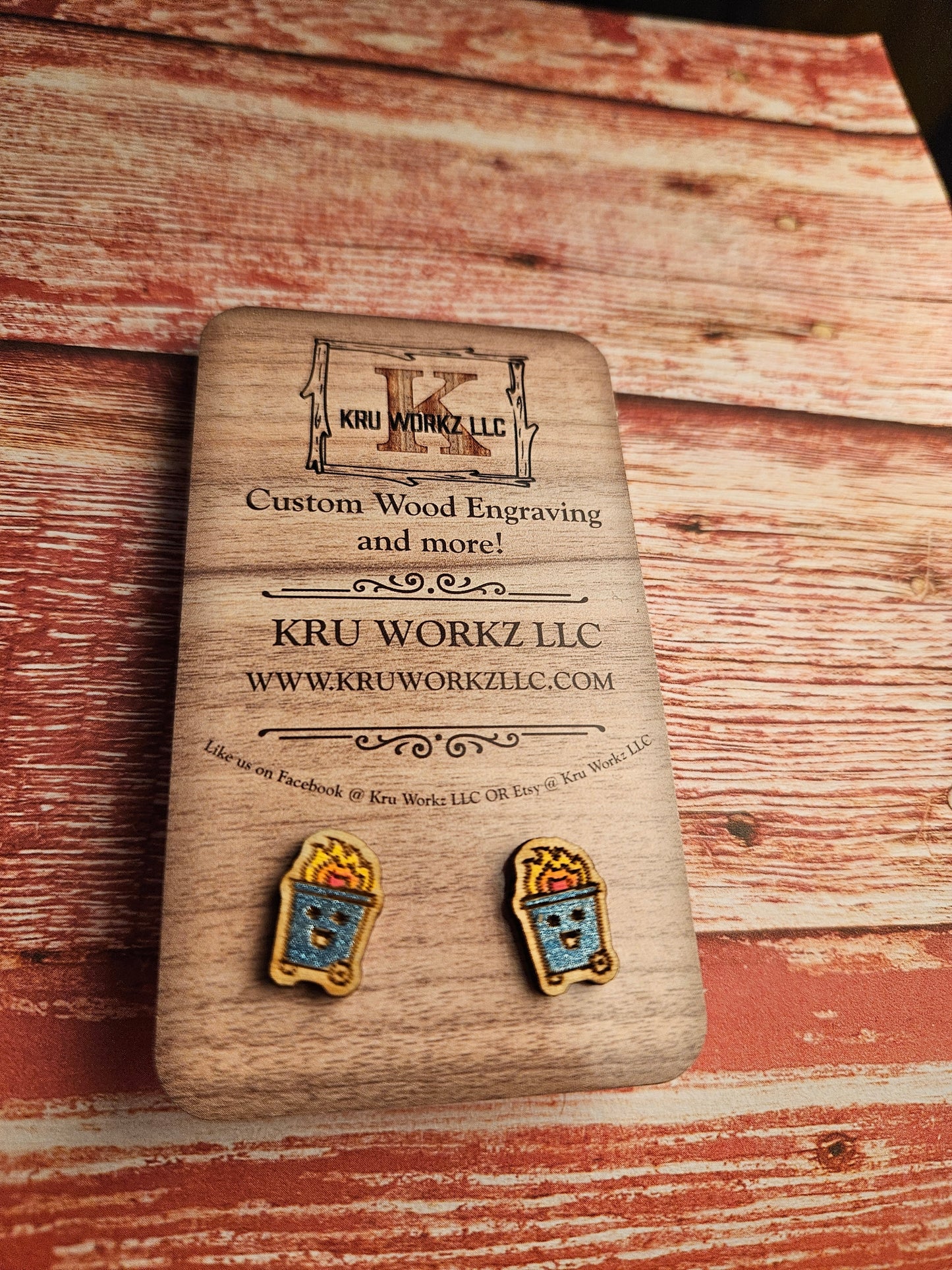 Trash can Fire Stud Earrings