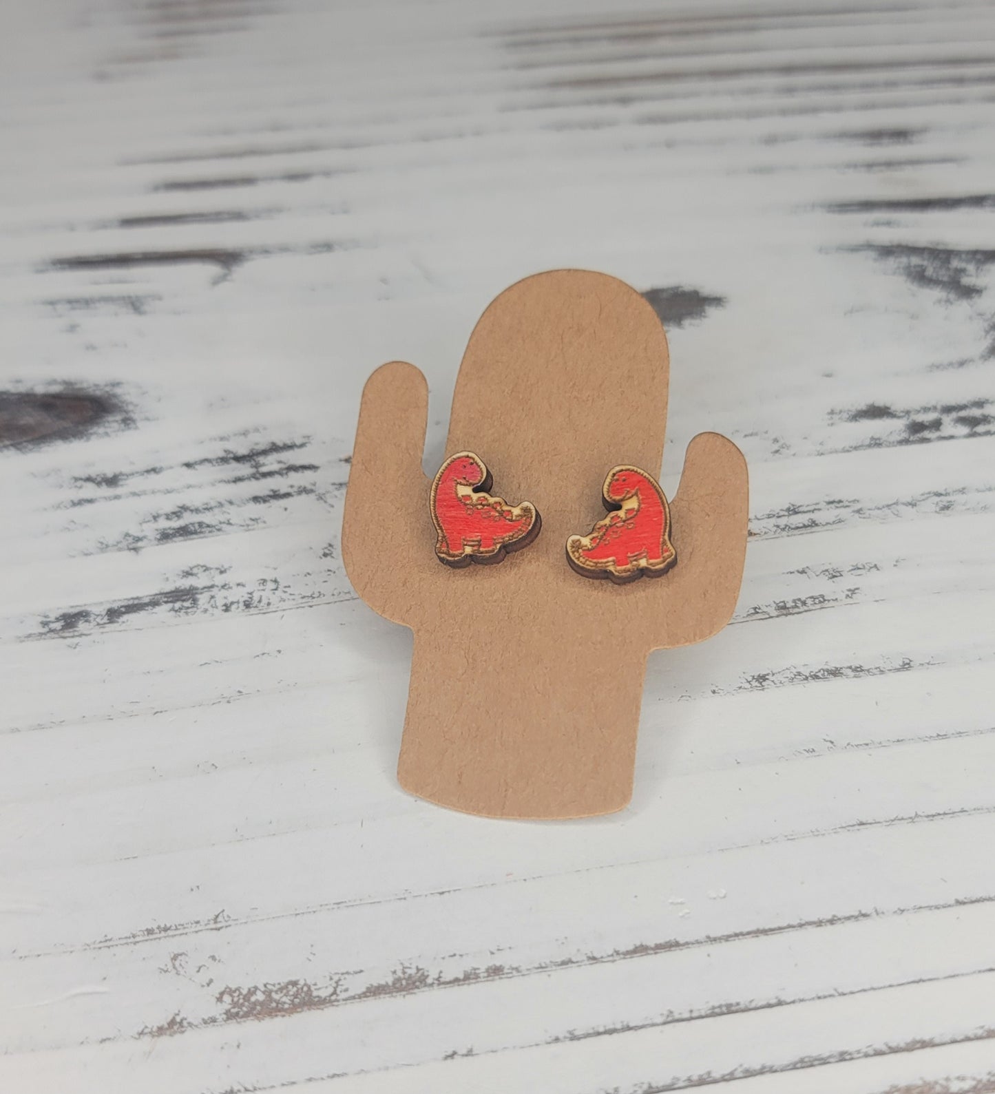 Red Dinosaur Stud Earrings