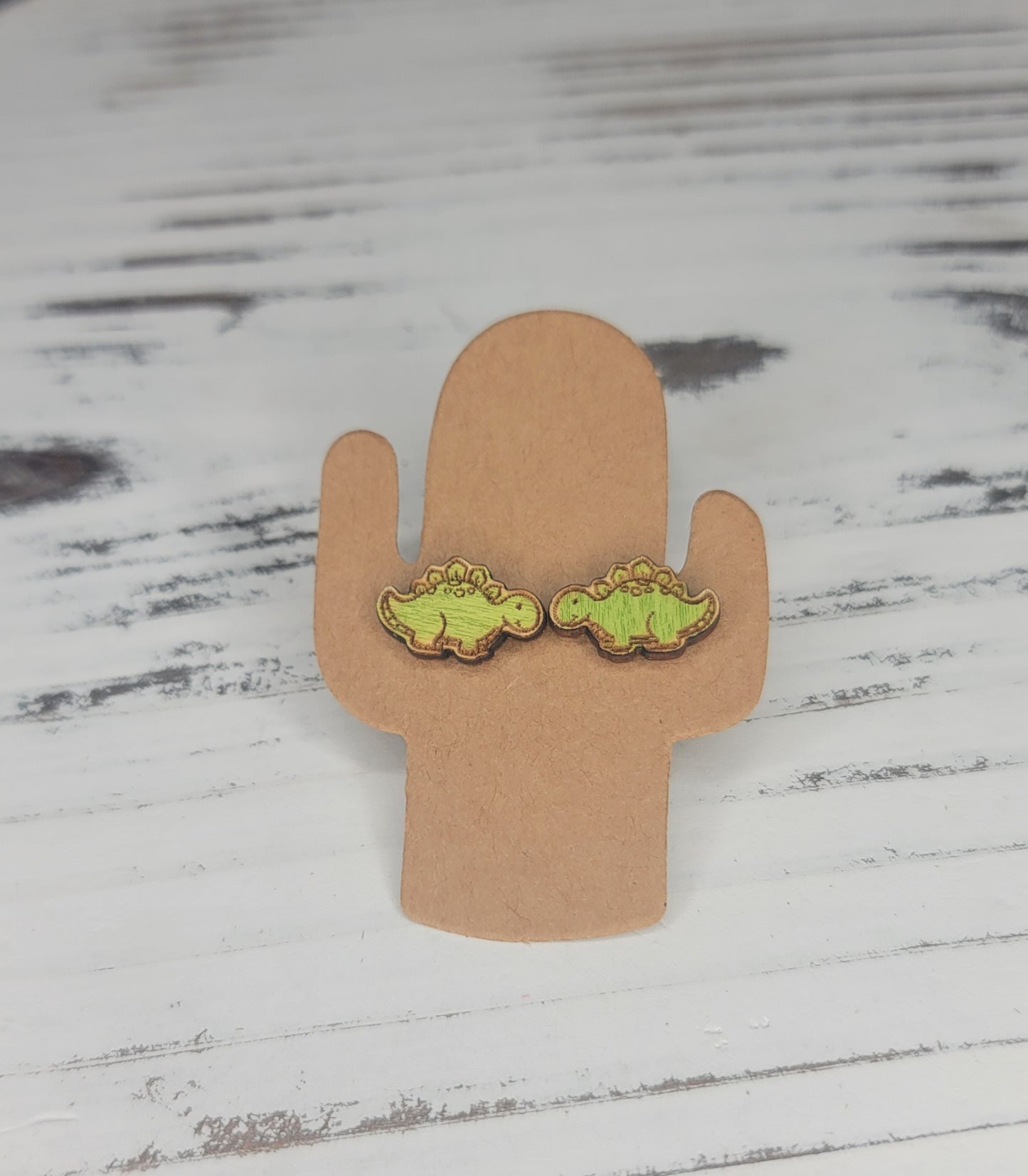 Green Dinosaur Stud Earrings