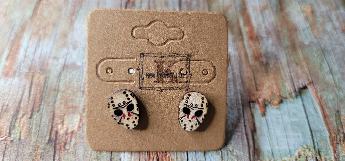 Halloween Hockey Mask Stud Earrings