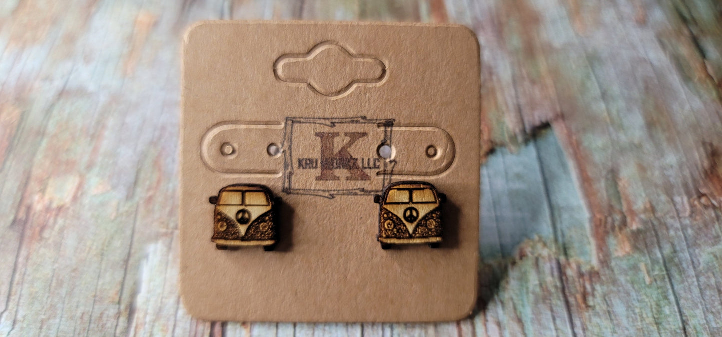 VW Van Hippie Bus Stud Earrings
