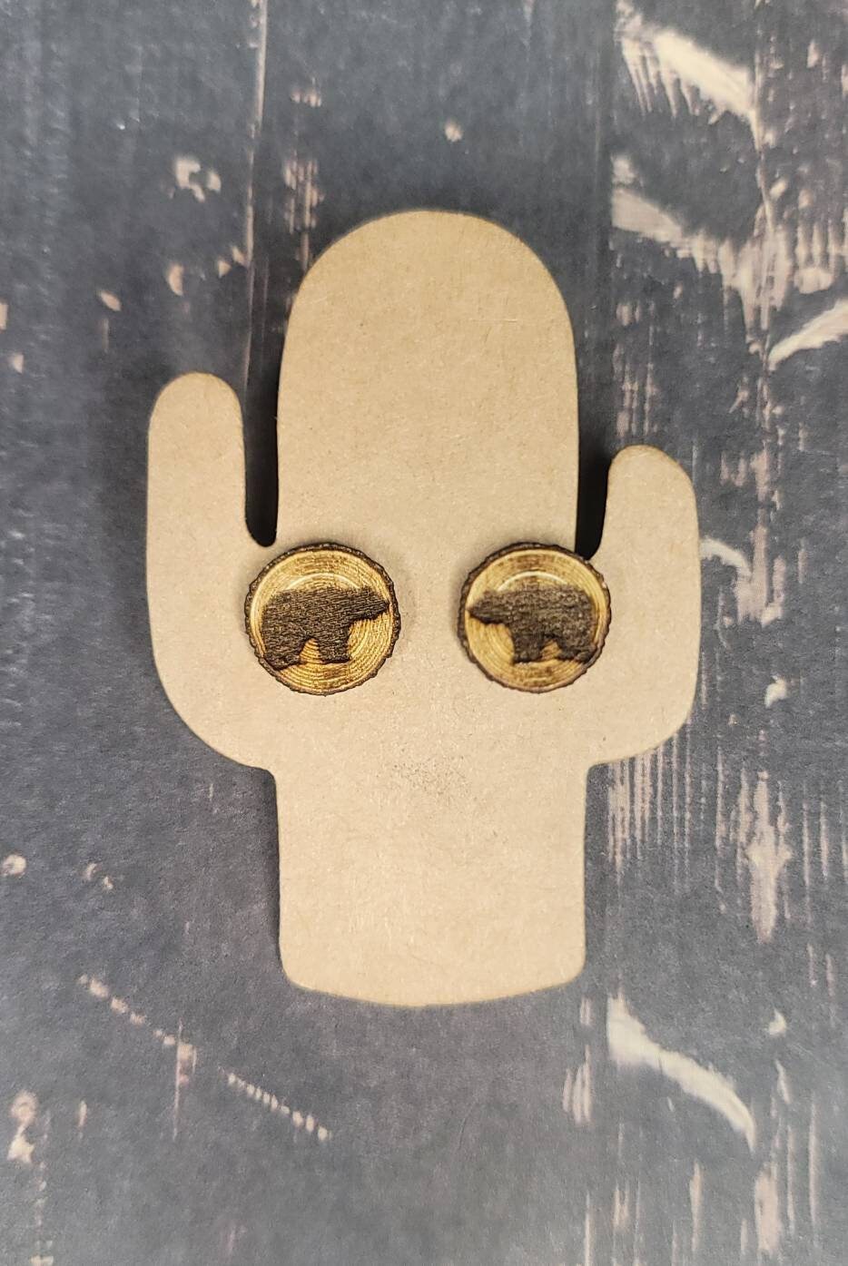 Bear Log Stud Earrings