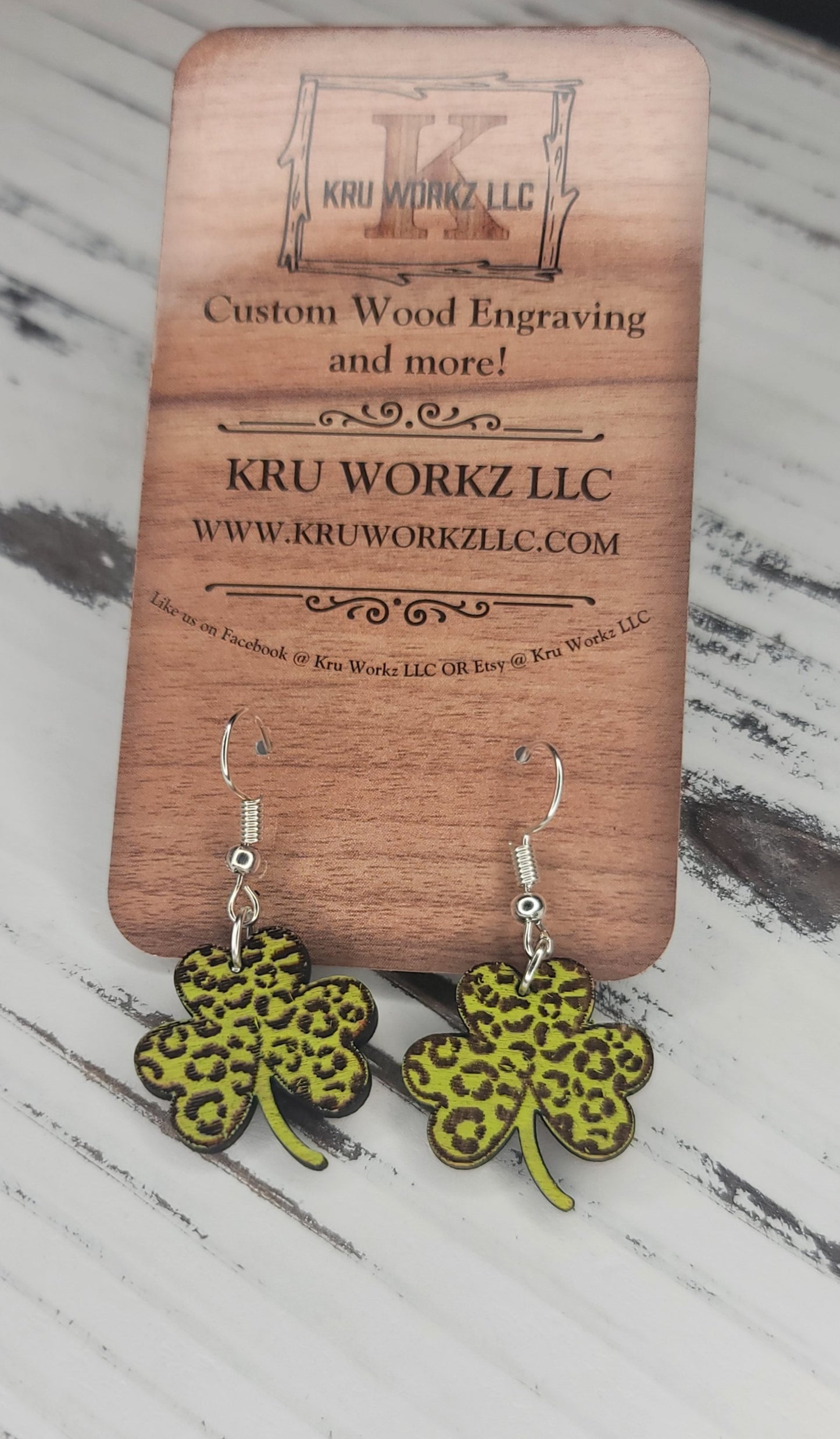 Lime Green Sharmrock Dangle Earrings
