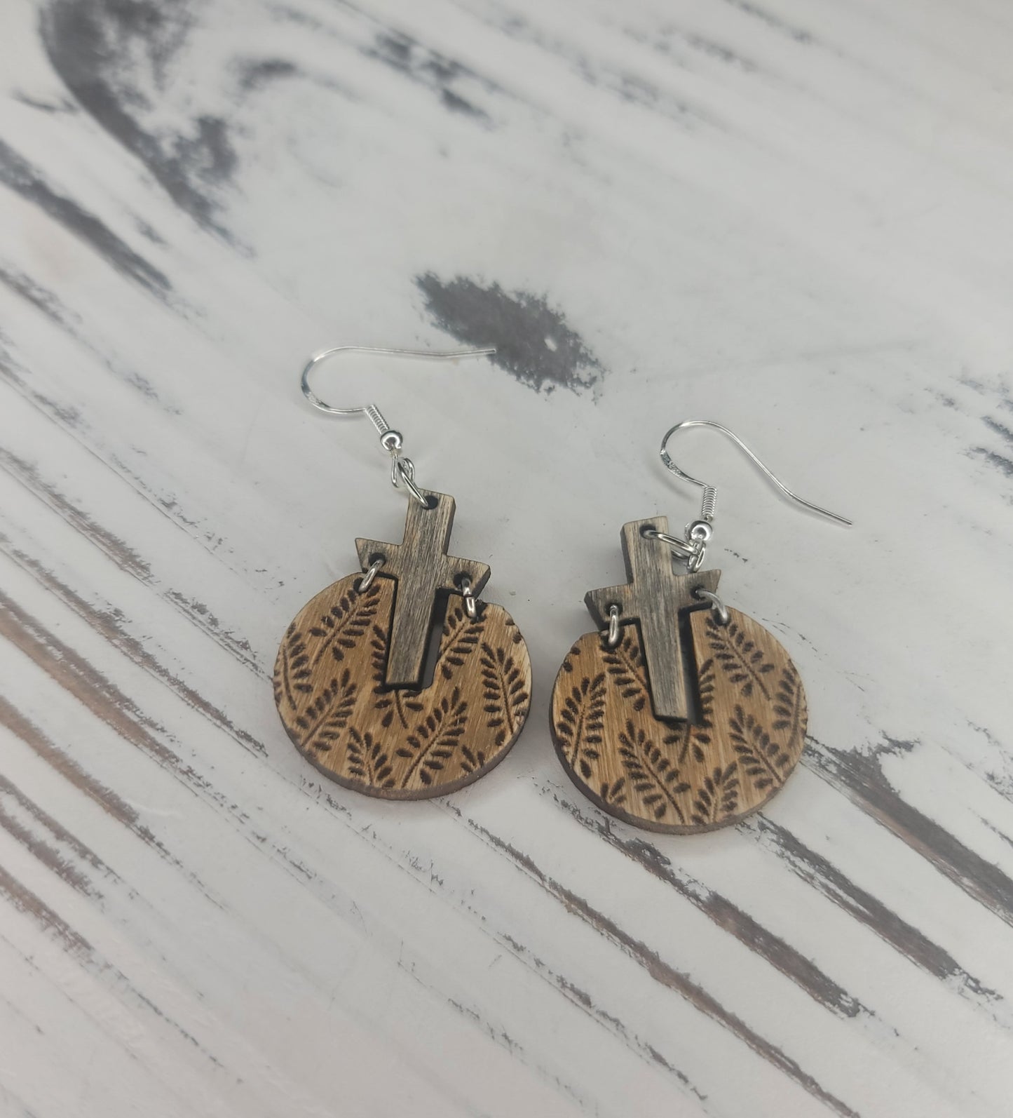 Leaves Cross Dangle Earring