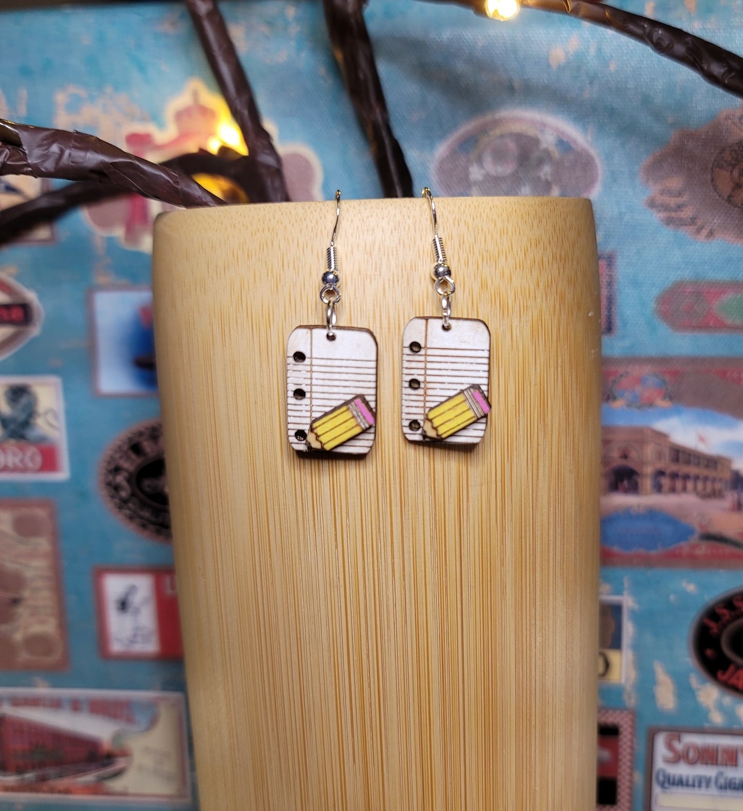 Pencil and Paper Dangle Earring