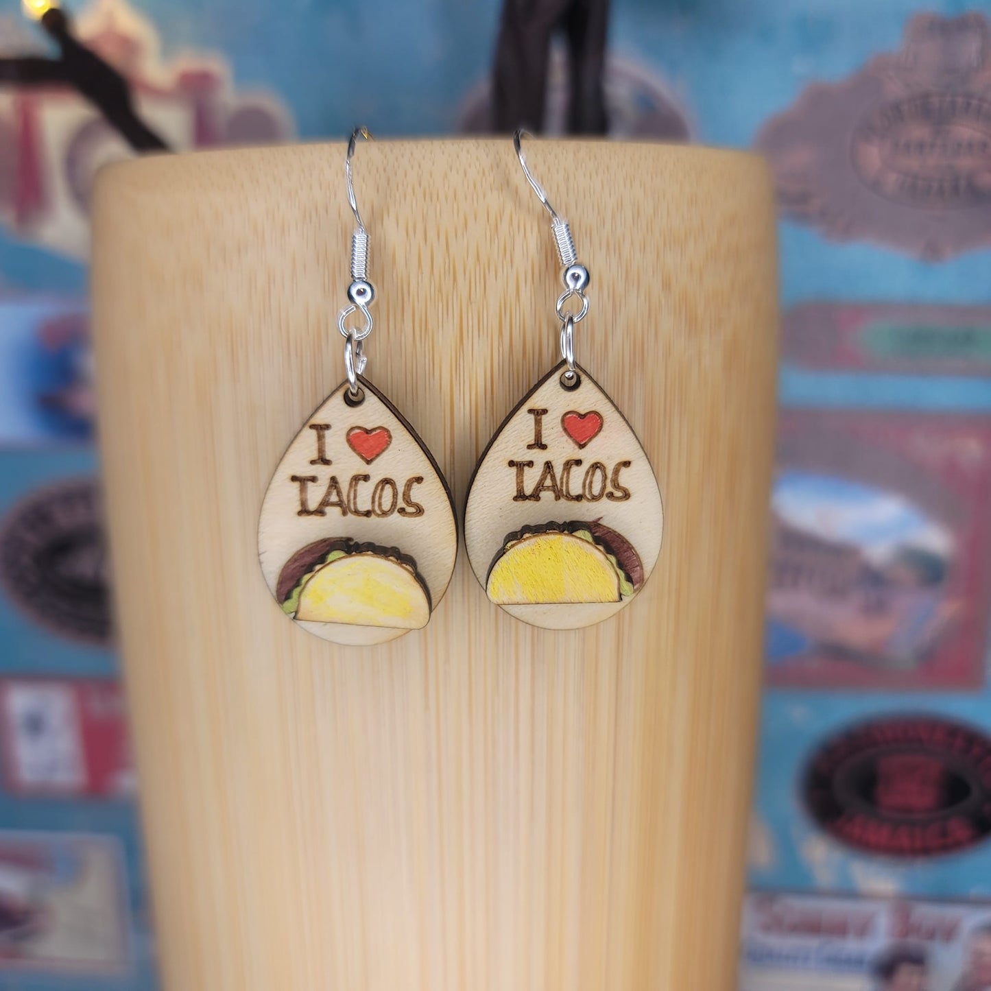 I Love Tacos Dangle Earring