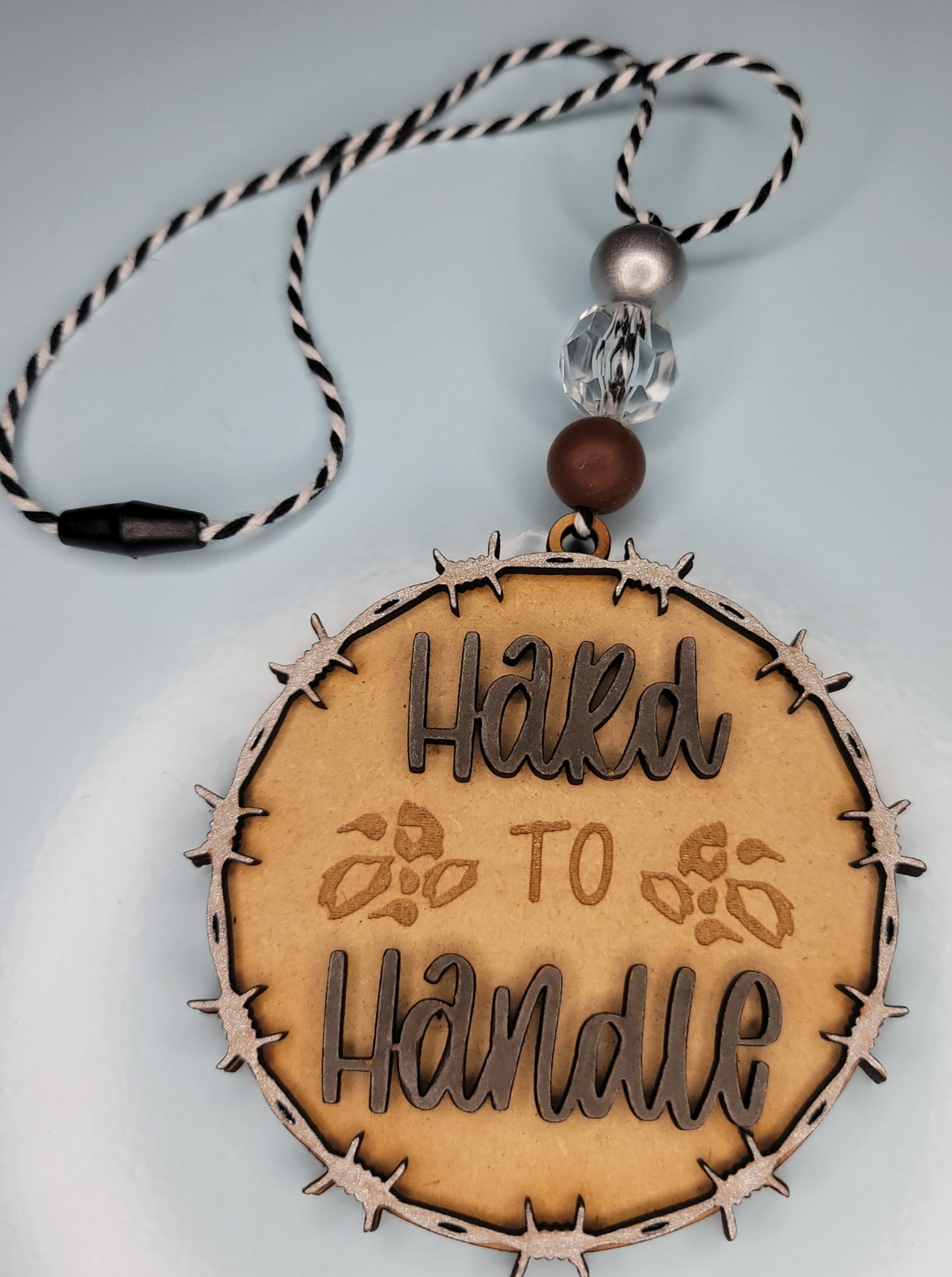 Barbed Wire Hard to Handle Blue Car Charm/Ornament