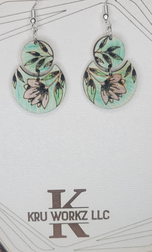 Round Flower Dangle Earring