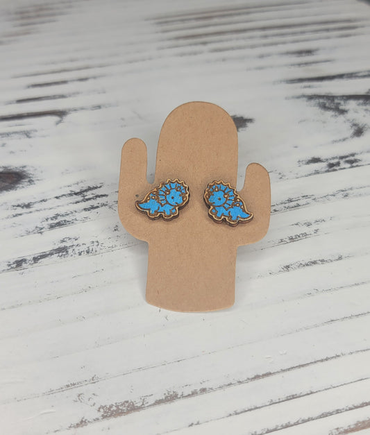 Blue Dinosaur Stud Earrings