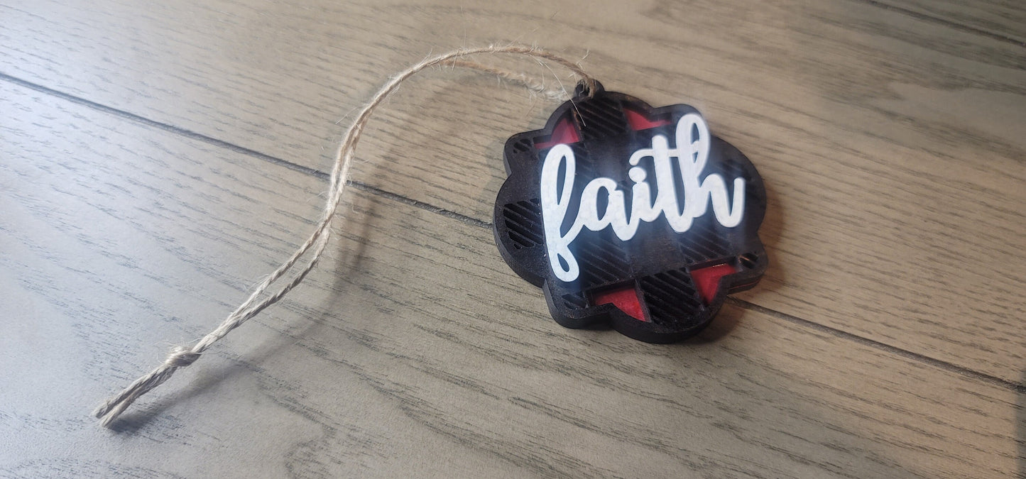 Plaid Faith Ornament