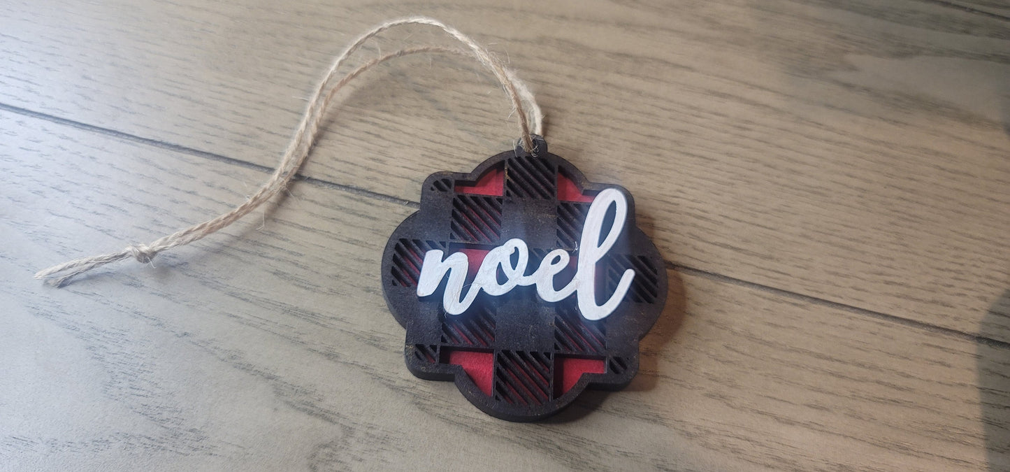 Plaid Noel Ornament