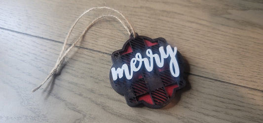 Plaid Merry Ornament