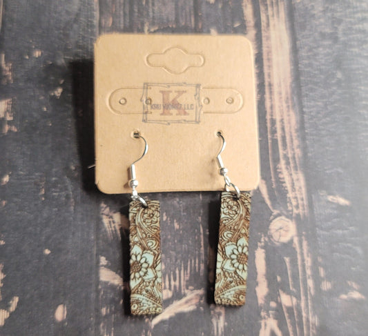 Floral Rectangle Dangle Earring