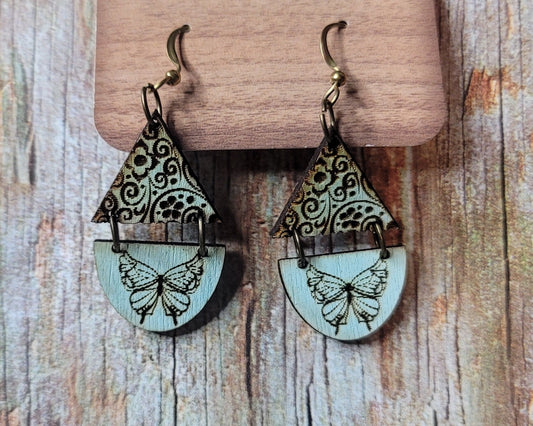 Swirl and Butterfly Hinge Dangle Earring