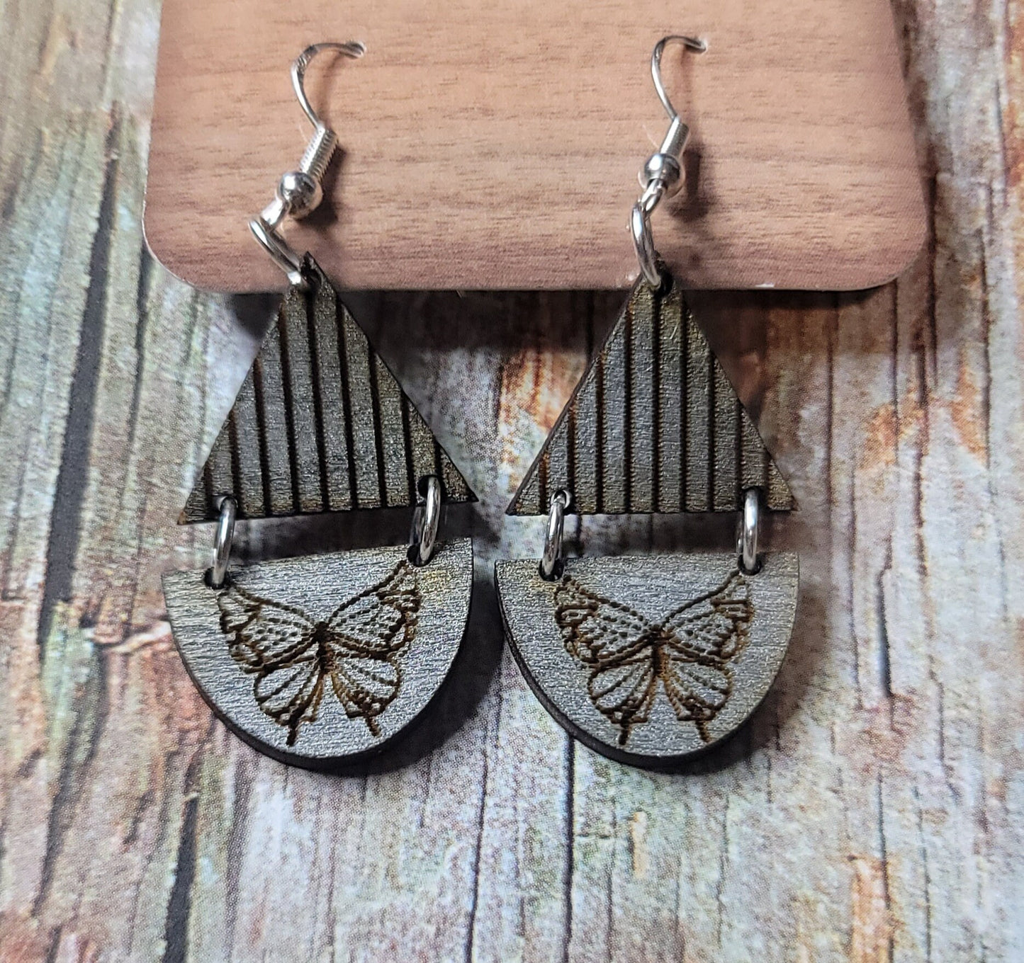 Stripes and Butterfly Hinge Dangle Earring