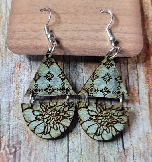 Diamond and Flower Hinge Dangle Earring