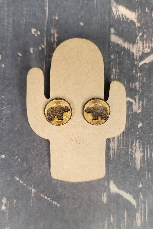 Bear Log Stud Earrings