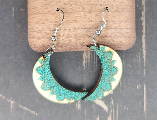 Half Moon Mint colored Dangle Earrings