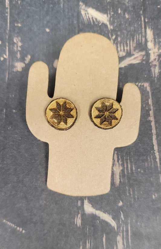 Flower Log Stud Earrings