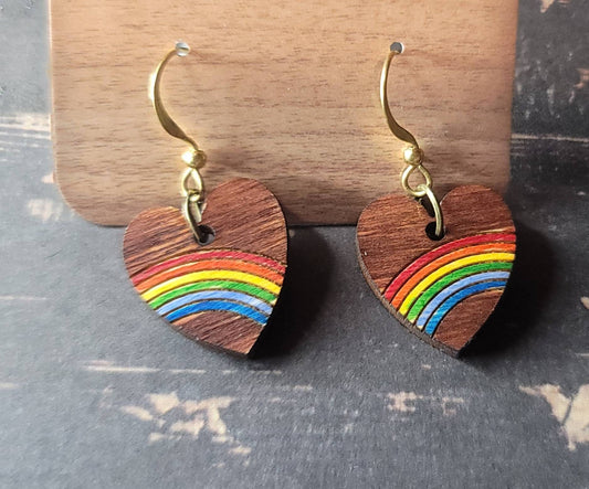 Rainbow Heart Dangle Earrings