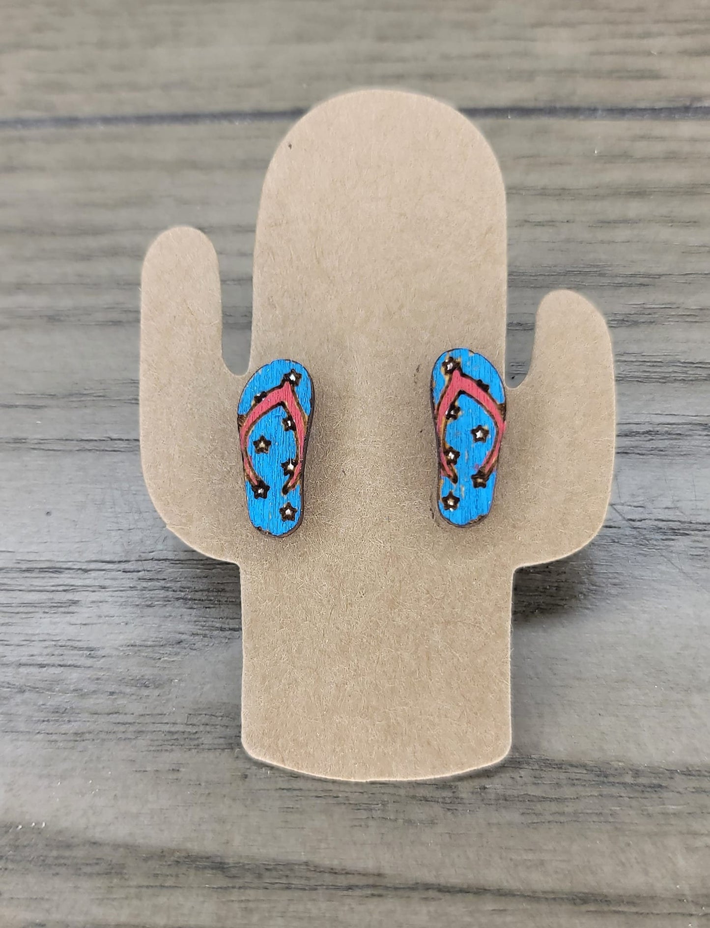 Blue and Red Flip Flops Stud Earrings