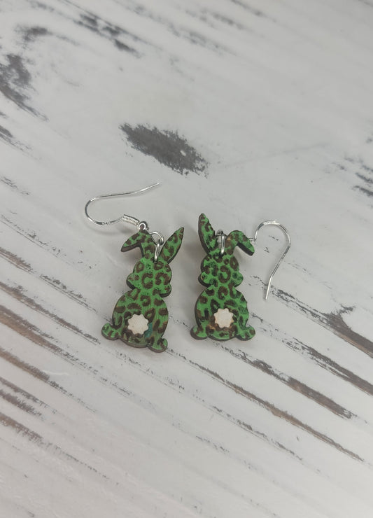 Green Bunny Dangle Earring