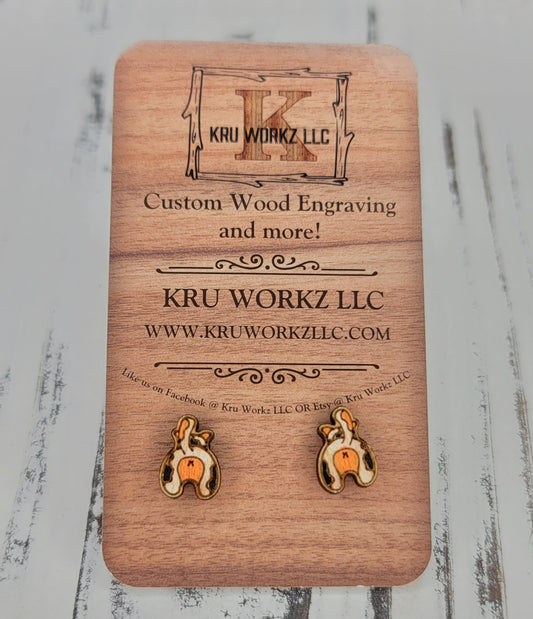 Calico Cat Butts Stud Earrings